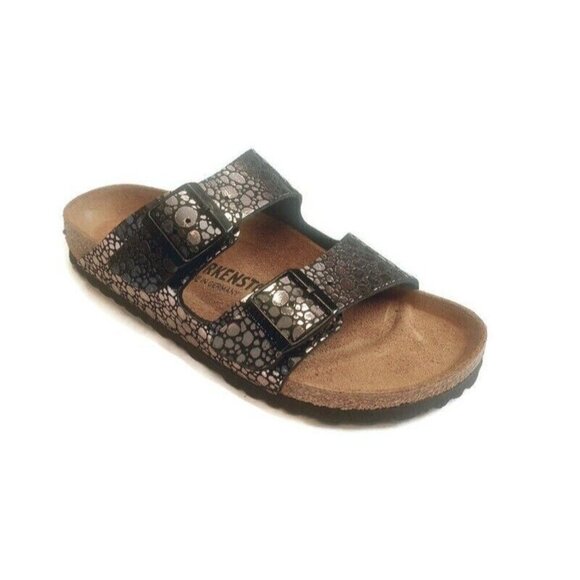 Birkenstock Shoes - Birkenstock Arizona Sandals Womens Size 8 - 8.5 Black Metallic Stone Narrow EU39